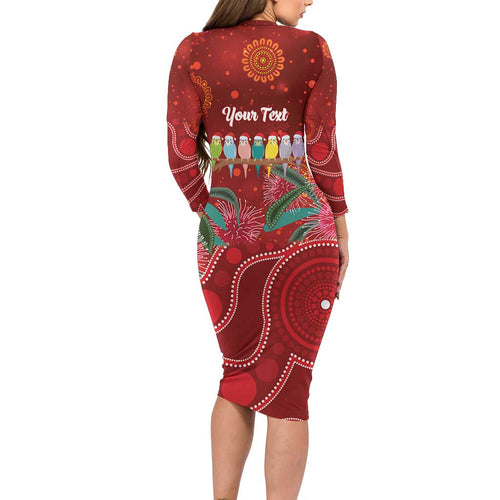 Australia Budgerigar Christmas Personalised Long Sleeve Bodycon Dress Budgies Hakea Have A Good Chrissie - Aussie Hoodie
