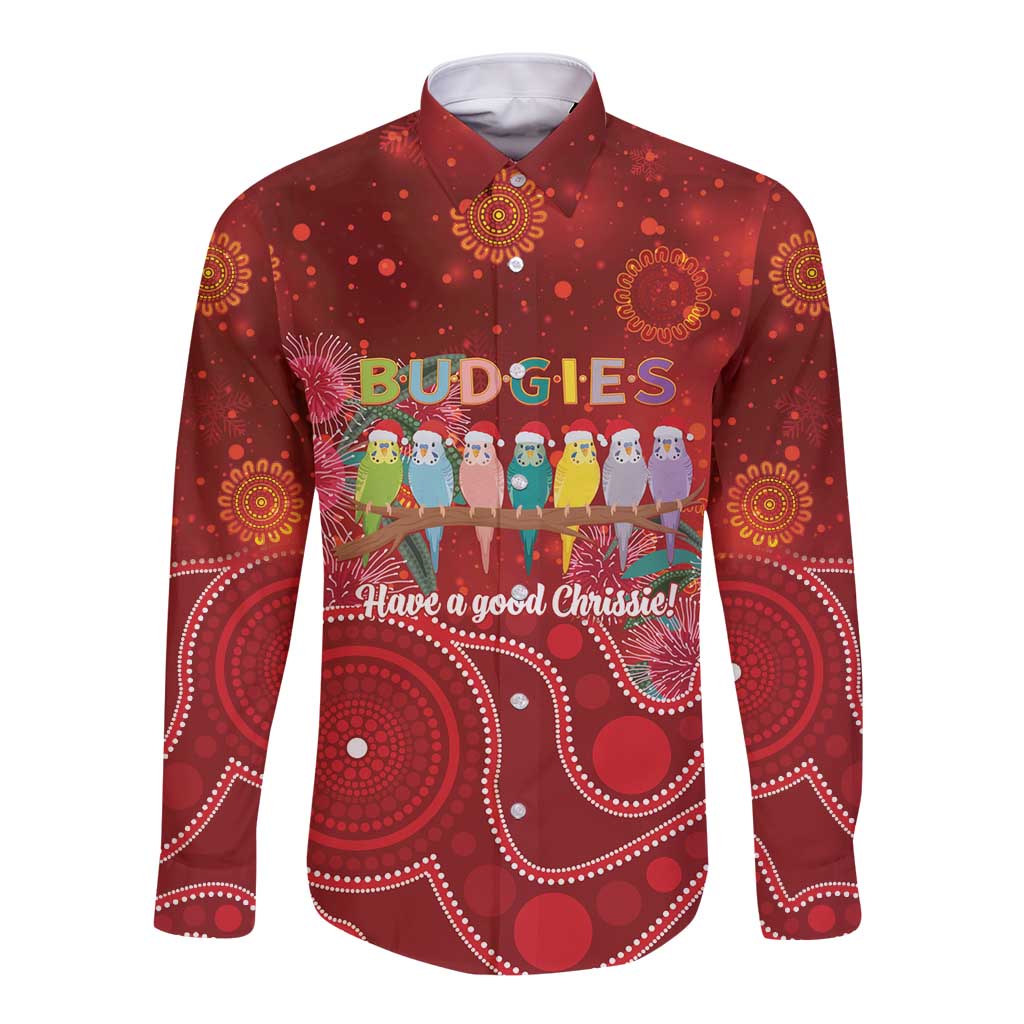 Australia Budgerigar Christmas Personalised Long Sleeve Button Shirt Budgies Hakea Have A Good Chrissie - Aussie Hoodie
