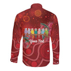 Australia Budgerigar Christmas Personalised Long Sleeve Button Shirt Budgies Hakea Have A Good Chrissie - Aussie Hoodie
