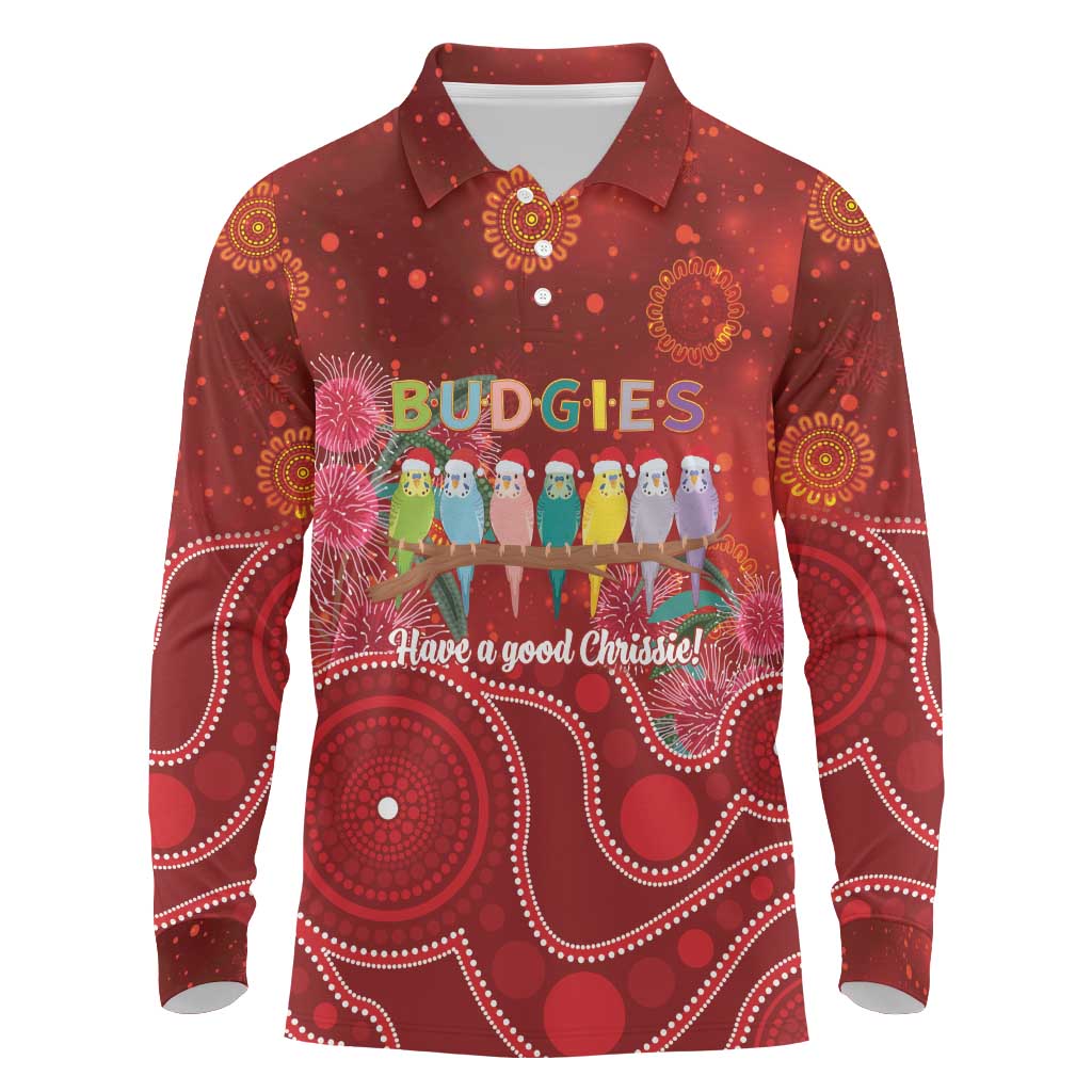 Australia Budgerigar Christmas Personalised Long Sleeve Polo Shirt Budgies Hakea Have A Good Chrissie - Aussie Hoodie
