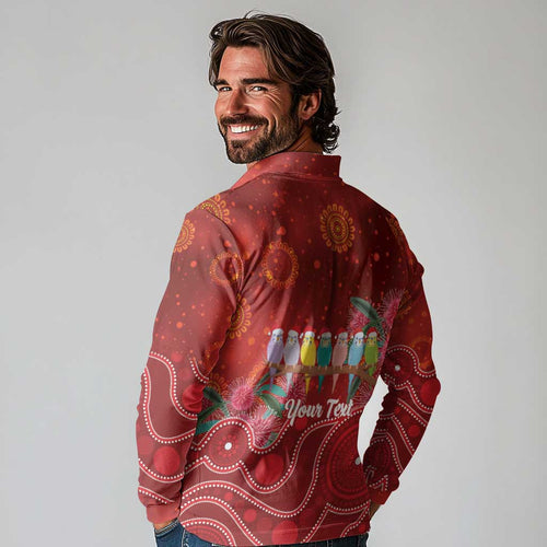 Australia Budgerigar Christmas Personalised Long Sleeve Polo Shirt Budgies Hakea Have A Good Chrissie - Aussie Hoodie