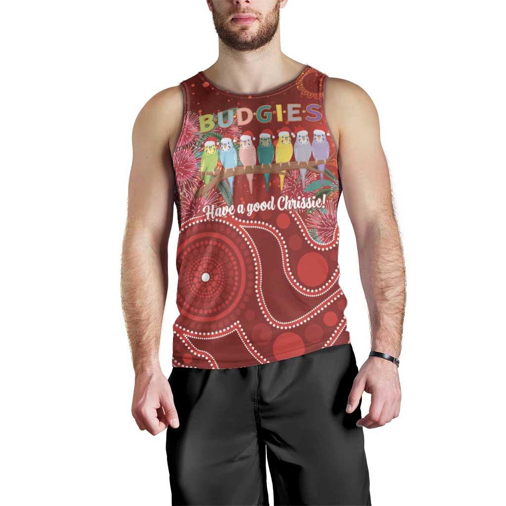 Australia Budgerigar Christmas Personalised Men Tank Top Budgies Hakea Have A Good Chrissie - Aussie Hoodie