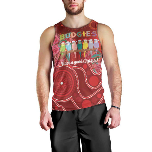 Australia Budgerigar Christmas Personalised Men Tank Top Budgies Hakea Have A Good Chrissie - Aussie Hoodie
