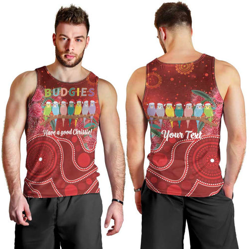 Australia Budgerigar Christmas Personalised Men Tank Top Budgies Hakea Have A Good Chrissie - Aussie Hoodie