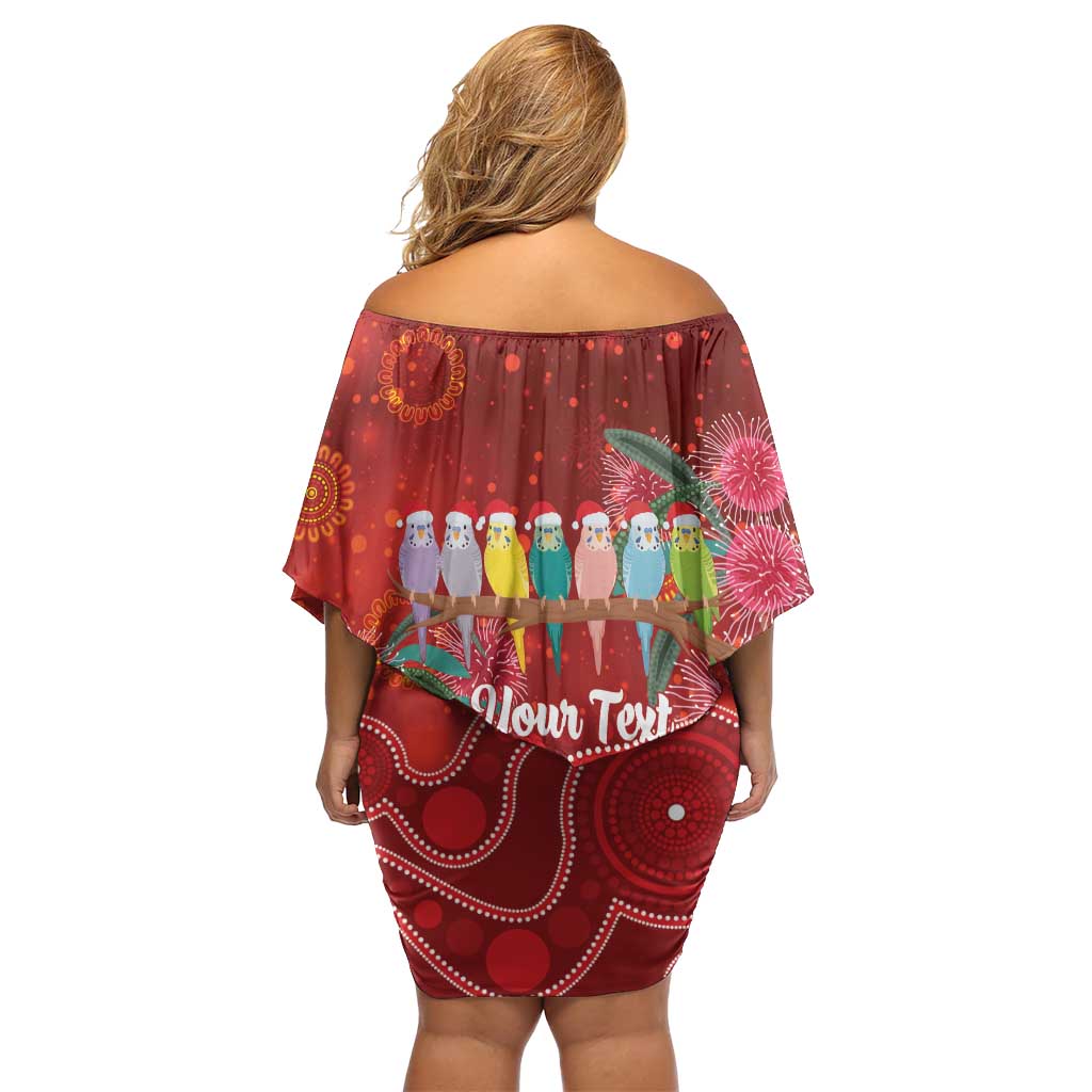 Australia Budgerigar Christmas Personalised Off Shoulder Short Dress Budgies Hakea Have A Good Chrissie - Aussie Hoodie