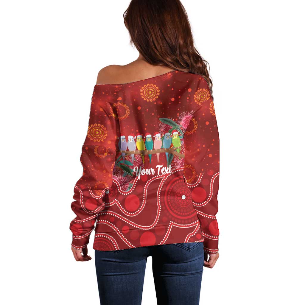 Australia Budgerigar Christmas Personalised Off Shoulder Sweater Budgies Hakea Have A Good Chrissie - Aussie Hoodie
