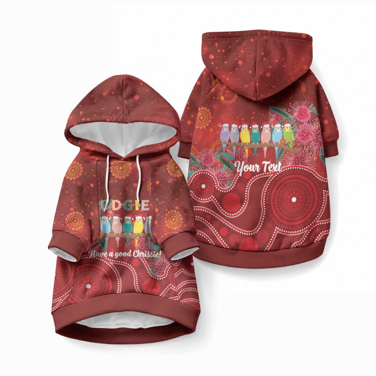 Australia Budgerigar Christmas Personalised Pet Hoodie Budgies Hakea Have A Good Chrissie