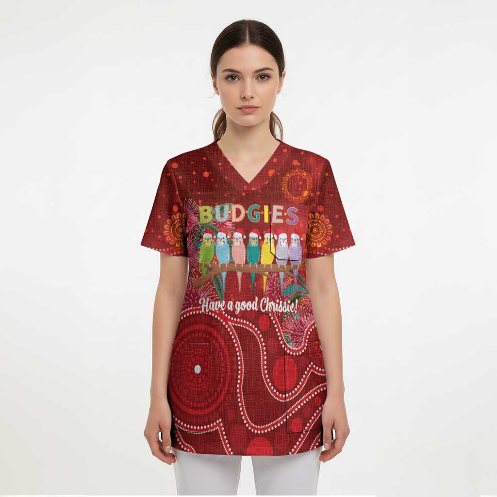 Australia Budgerigar Christmas Personalised Scrub Top Budgies Hakea Have A Good Chrissie - Aussie Hoodie