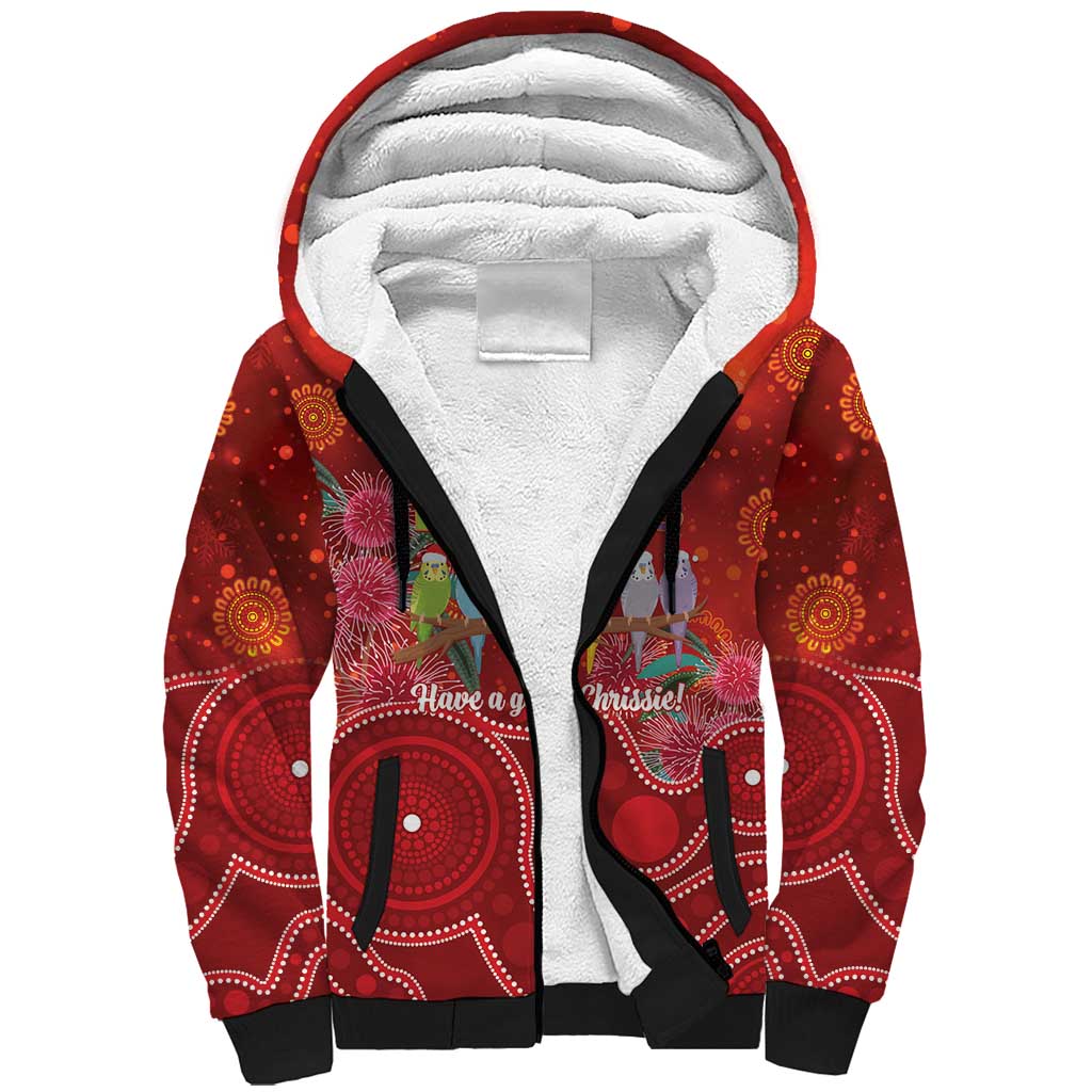 Australia Budgerigar Christmas Personalised Sherpa Hoodie Budgies Hakea Have A Good Chrissie - Aussie Hoodie