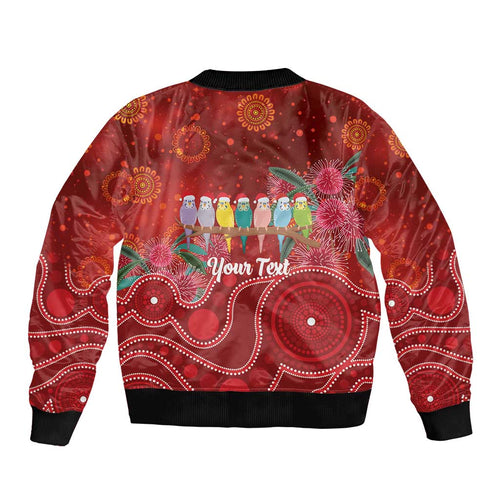 Australia Budgerigar Christmas Personalised Sleeve Zip Bomber Jacket Budgies Hakea Have A Good Chrissie - Aussie Hoodie