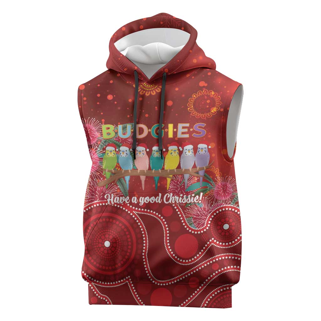 Australia Budgerigar Christmas Personalised Sleeveless Hoodie Budgies Hakea Have A Good Chrissie - Aussie Hoodie