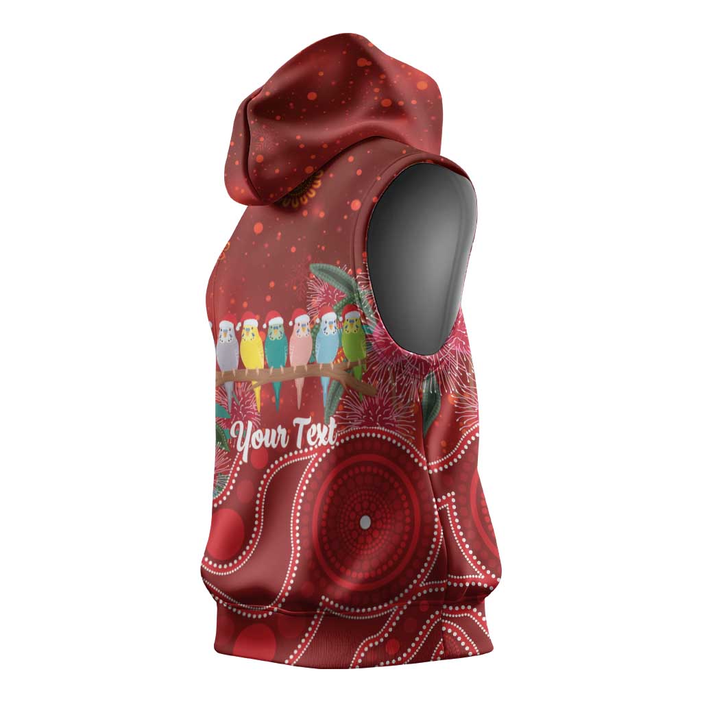 Australia Budgerigar Christmas Personalised Sleeveless Hoodie Budgies Hakea Have A Good Chrissie - Aussie Hoodie