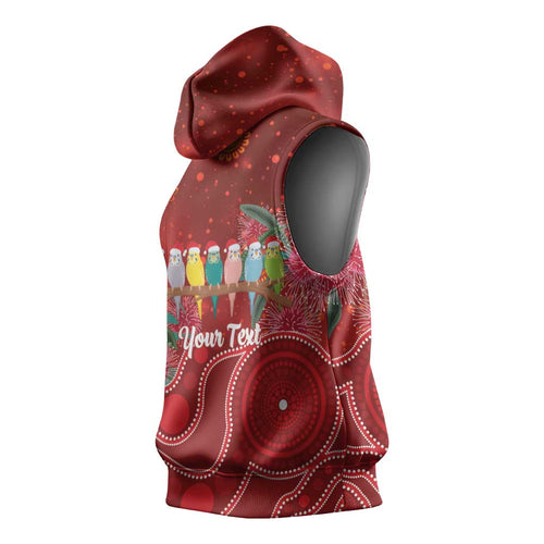 Australia Budgerigar Christmas Personalised Sleeveless Hoodie Budgies Hakea Have A Good Chrissie - Aussie Hoodie