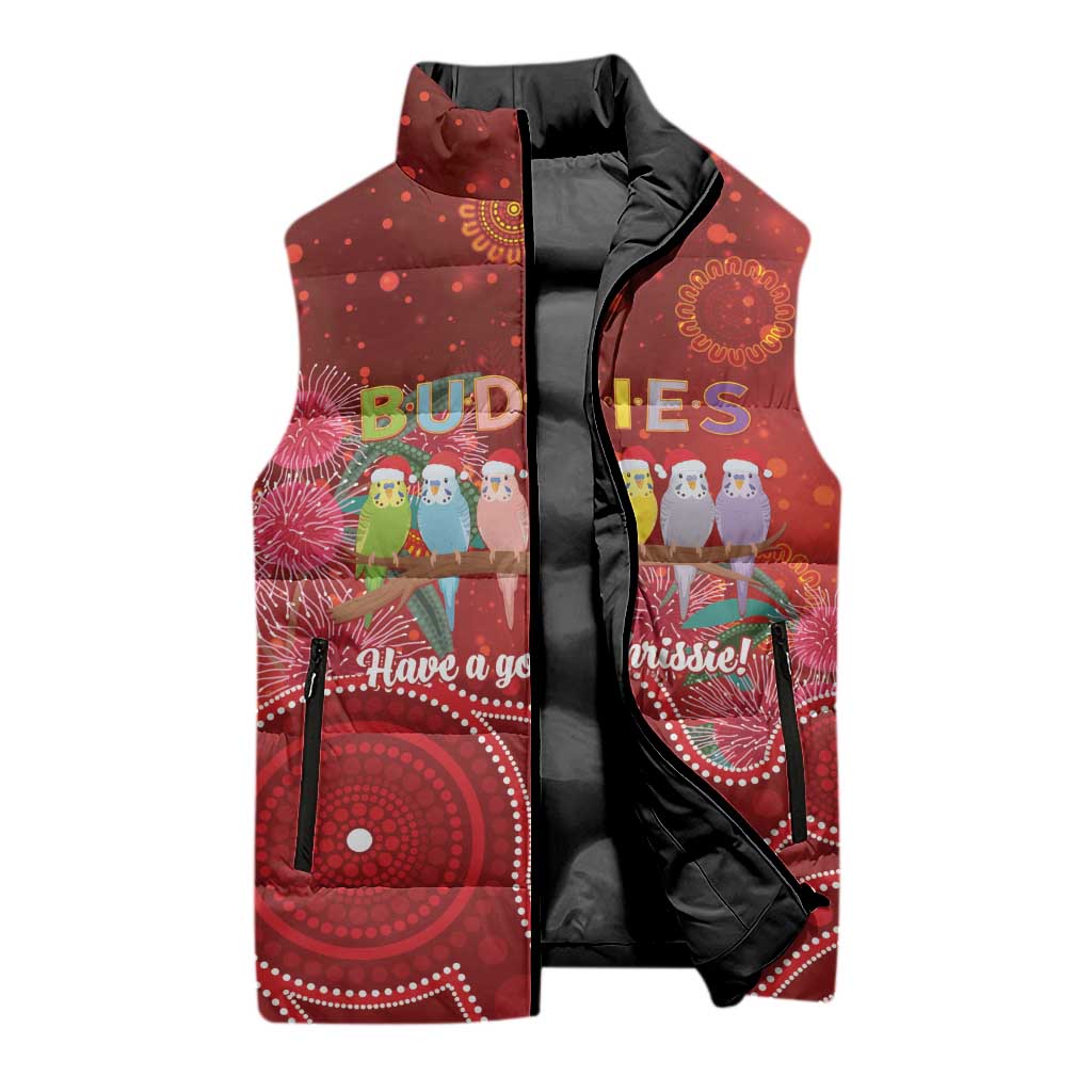 Australia Budgerigar Christmas Personalised Sleeveless Puffer Jacket Budgies Hakea Have A Good Chrissie - Aussie Hoodie