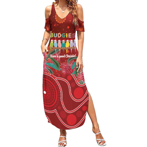 Australia Budgerigar Christmas Personalised Summer Maxi Dress Budgies Hakea Have A Good Chrissie - Aussie Hoodie