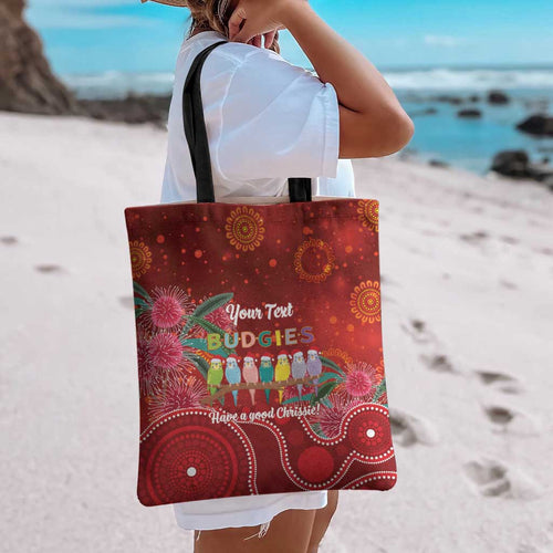 Australia Budgerigar Christmas Personalised Tote Bag Budgies Hakea Have A Good Chrissie - Aussie Hoodie
