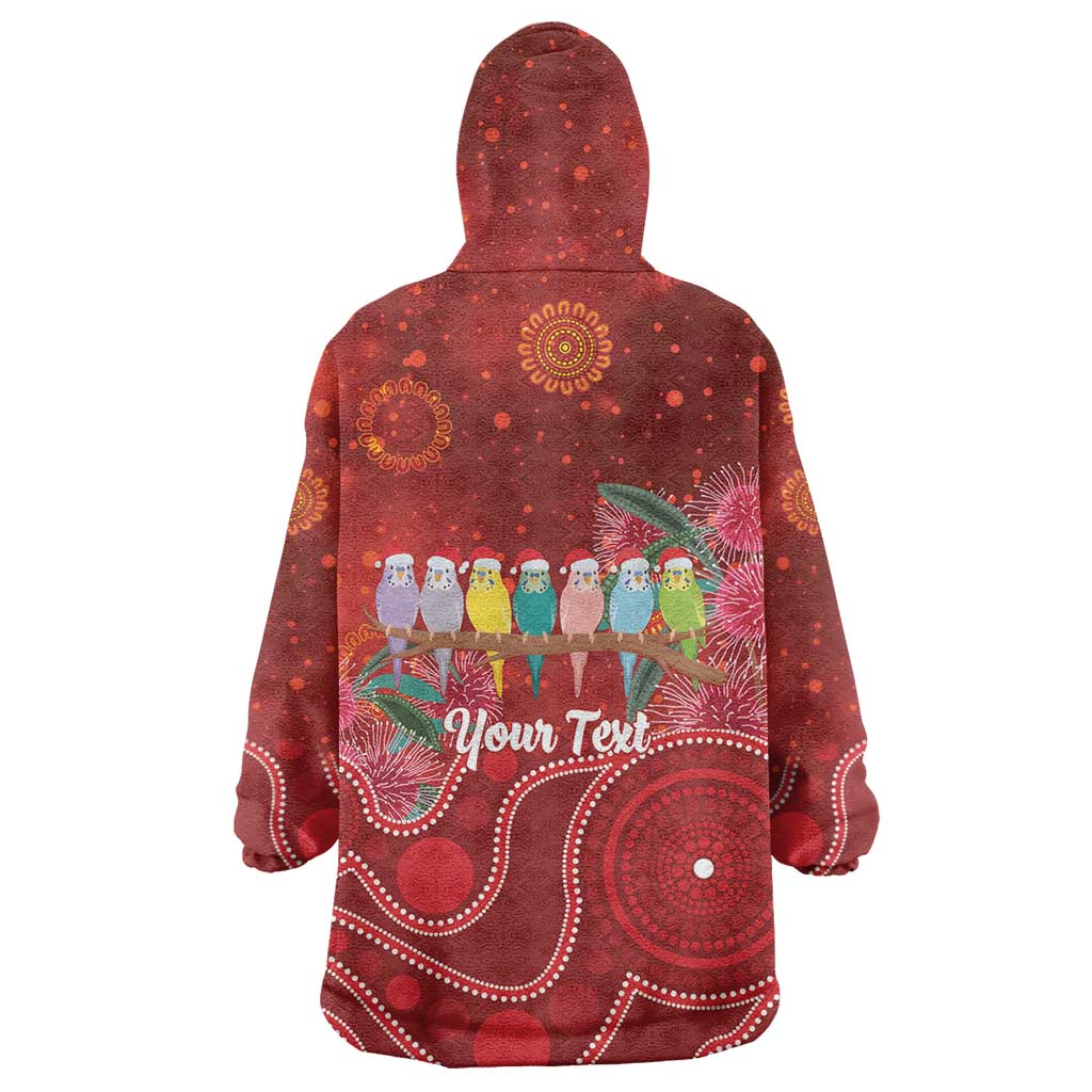 Australia Budgerigar Christmas Personalised Wearable Blanket Hoodie Budgies Hakea Have A Good Chrissie - Aussie Hoodie