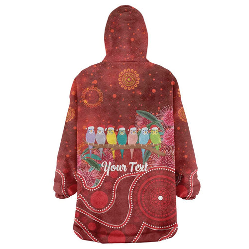 Australia Budgerigar Christmas Personalised Wearable Blanket Hoodie Budgies Hakea Have A Good Chrissie - Aussie Hoodie