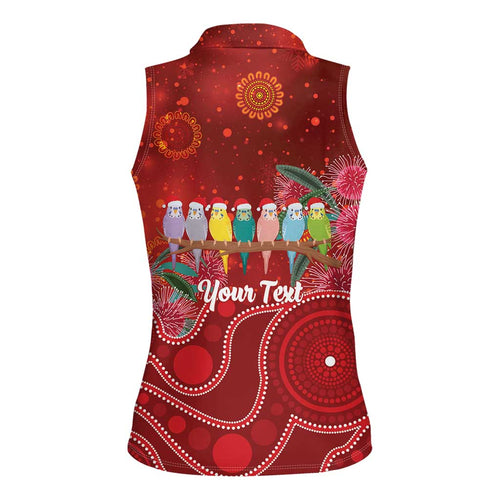 Australia Budgerigar Christmas Personalised Women Sleeveless Polo Shirt Budgies Hakea Have A Good Chrissie - Aussie Hoodie