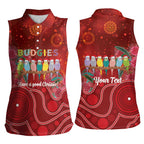 Australia Budgerigar Christmas Personalised Women Sleeveless Polo Shirt Budgies Hakea Have A Good Chrissie - Aussie Hoodie
