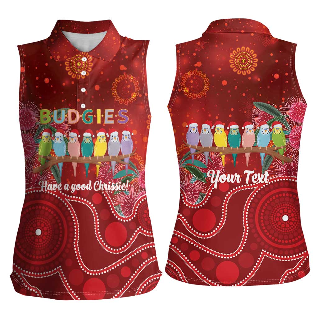 Australia Budgerigar Christmas Personalised Women Sleeveless Polo Shirt Budgies Hakea Have A Good Chrissie - Aussie Hoodie