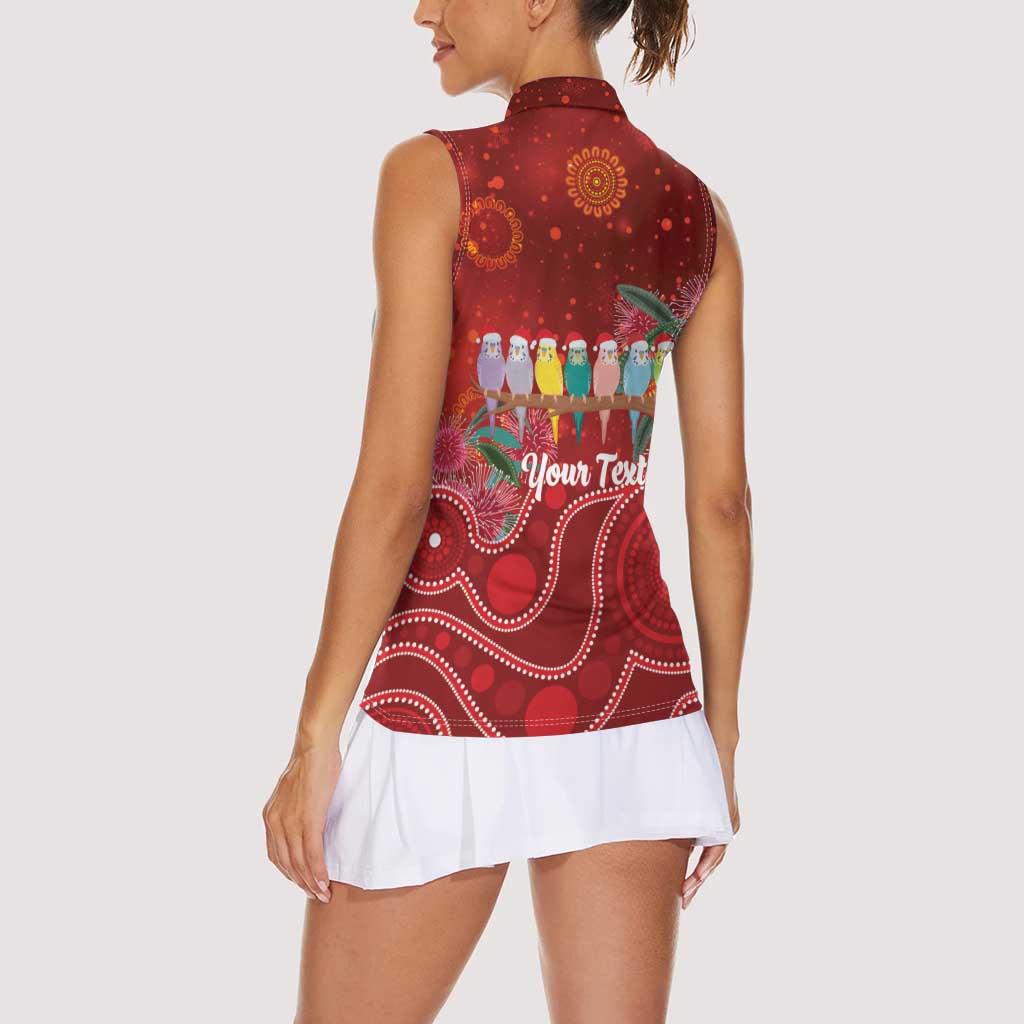 Australia Budgerigar Christmas Personalised Women Sleeveless Polo Shirt Budgies Hakea Have A Good Chrissie - Aussie Hoodie