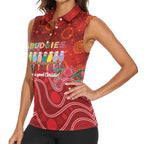 Australia Budgerigar Christmas Personalised Women Sleeveless Polo Shirt Budgies Hakea Have A Good Chrissie - Aussie Hoodie