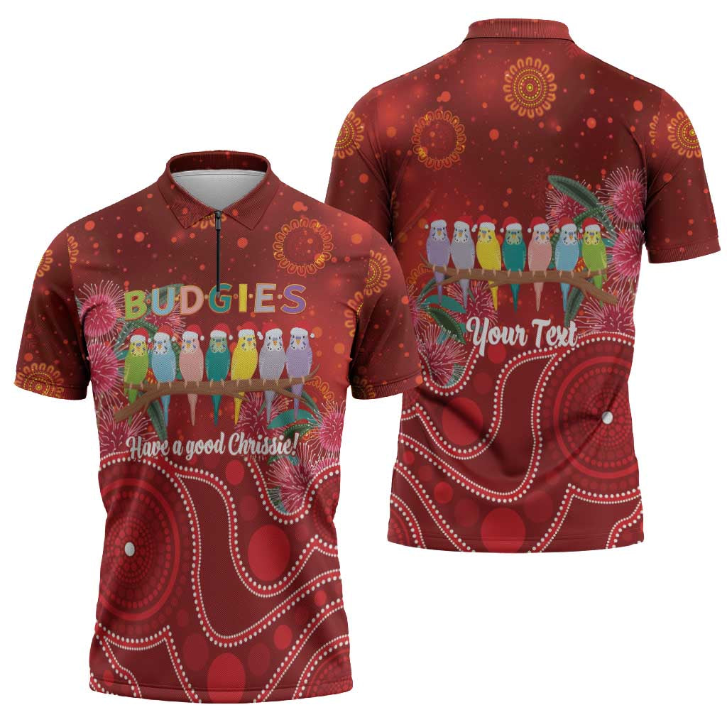Australia Budgerigar Christmas Personalised Zipper Polo Shirt Budgies Hakea Have A Good Chrissie - Aussie Hoodie