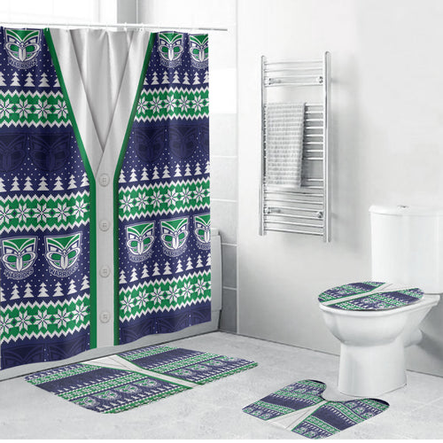 New Zealand Warriors Rugby Christmas Bathroom Set Seamless Cardigan Inspired