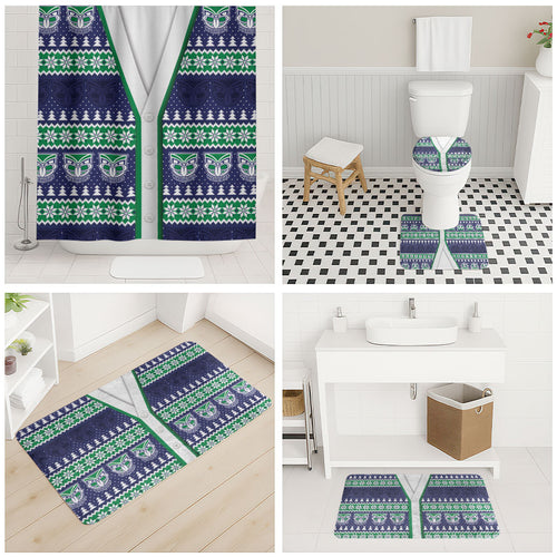 New Zealand Warriors Rugby Christmas Bathroom Set Seamless Cardigan Inspired