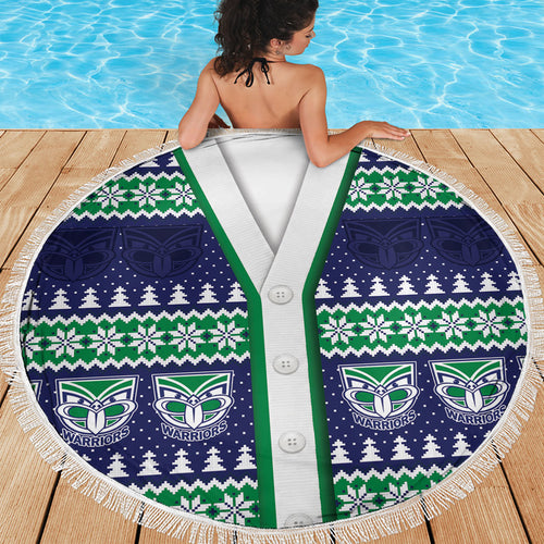 New Zealand Warriors Rugby Christmas Beach Blanket Seamless Cardigan Inspired