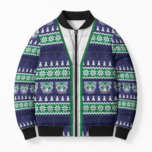 New Zealand Warriors Rugby Christmas Bomber Puffer Jacket Seamless Cardigan Inspired