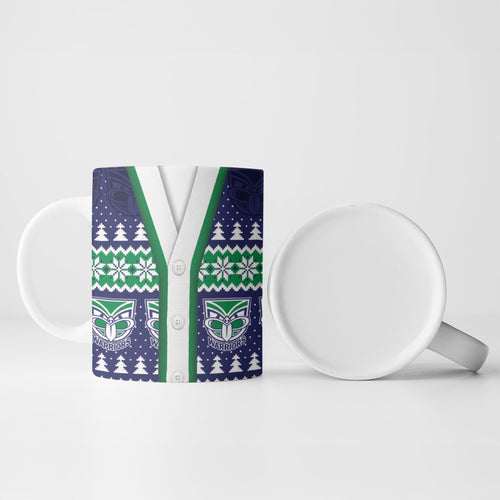 New Zealand Warriors Rugby Christmas Ceramic Mug Seamless Cardigan Inspired