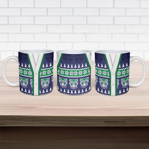 New Zealand Warriors Rugby Christmas Ceramic Mug Seamless Cardigan Inspired