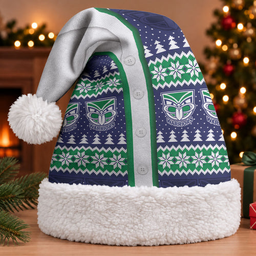 New Zealand Warriors Rugby Christmas Santa Hat Seamless Cardigan Inspired