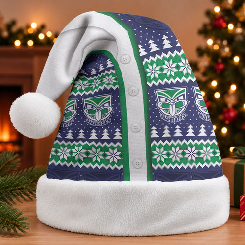 New Zealand Warriors Rugby Christmas Santa Hat Seamless Cardigan Inspired
