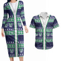 New Zealand Warriors Rugby Christmas Couples Matching Long Sleeve Bodycon Dress and Hawaiian Shirt Seamless Cardigan Inspired