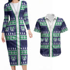New Zealand Warriors Rugby Christmas Couples Matching Long Sleeve Bodycon Dress and Hawaiian Shirt Seamless Cardigan Inspired