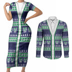 New Zealand Warriors Rugby Christmas Couples Matching Short Sleeve Bodycon Dress and Long Sleeve Button Shirt Seamless Cardigan Inspired