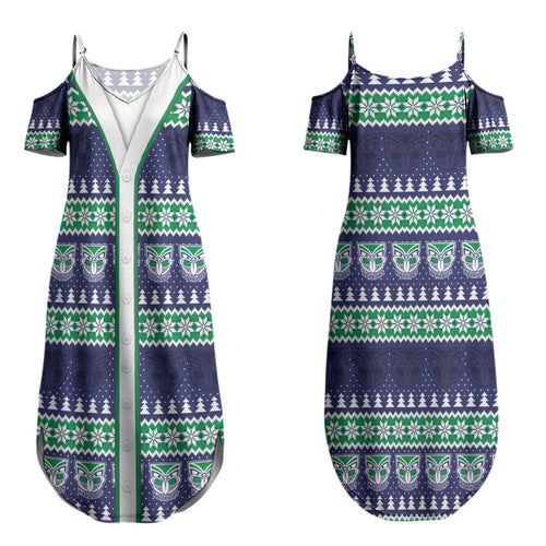 New Zealand Warriors Rugby Christmas Couples Matching Summer Maxi Dress and Hawaiian Shirt Seamless Cardigan Inspired