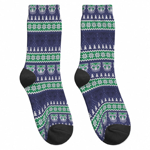 New Zealand Warriors Rugby Christmas Crew Socks Seamless Cardigan Inspired
