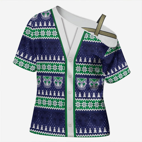 New Zealand Warriors Rugby Christmas Cross Shoulder Shirt Seamless Cardigan Inspired