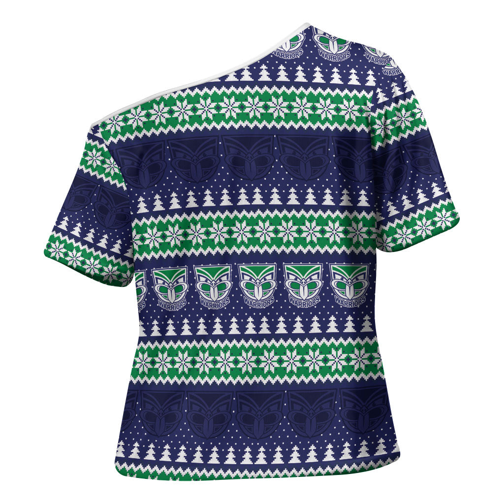 New Zealand Warriors Rugby Christmas Cross Shoulder Shirt Seamless Cardigan Inspired