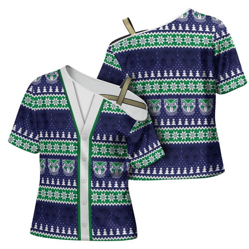 New Zealand Warriors Rugby Christmas Cross Shoulder Shirt Seamless Cardigan Inspired