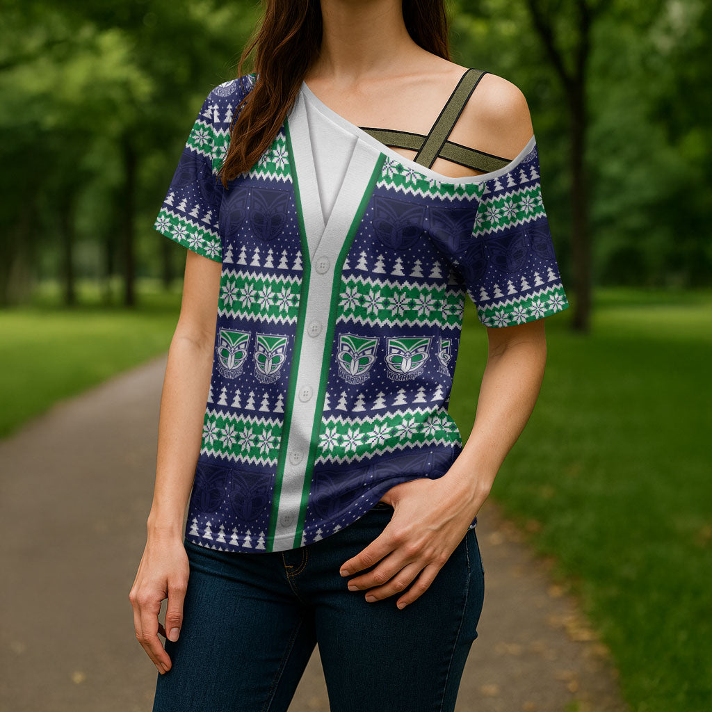 New Zealand Warriors Rugby Christmas Cross Shoulder Shirt Seamless Cardigan Inspired