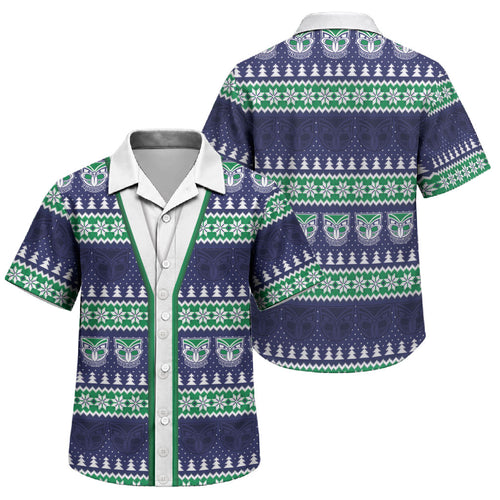 New Zealand Warriors Rugby Christmas Family Matching Off The Shoulder Long Sleeve Dress and Hawaiian Shirt Seamless Cardigan Inspired