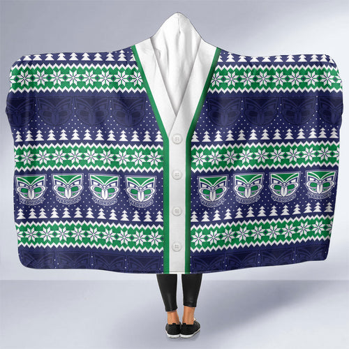 New Zealand Warriors Rugby Christmas Hooded Blanket Seamless Cardigan Inspired