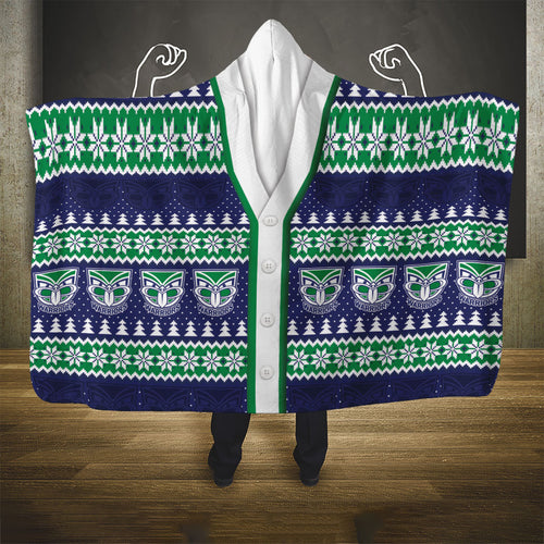 New Zealand Warriors Rugby Christmas Hooded Blanket Seamless Cardigan Inspired