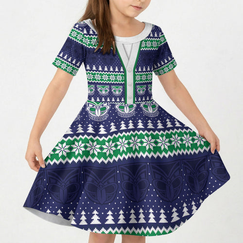 New Zealand Warriors Rugby Christmas Kid Short Sleeve Dress Seamless Cardigan Inspired