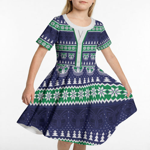New Zealand Warriors Rugby Christmas Kid Short Sleeve Dress Seamless Cardigan Inspired
